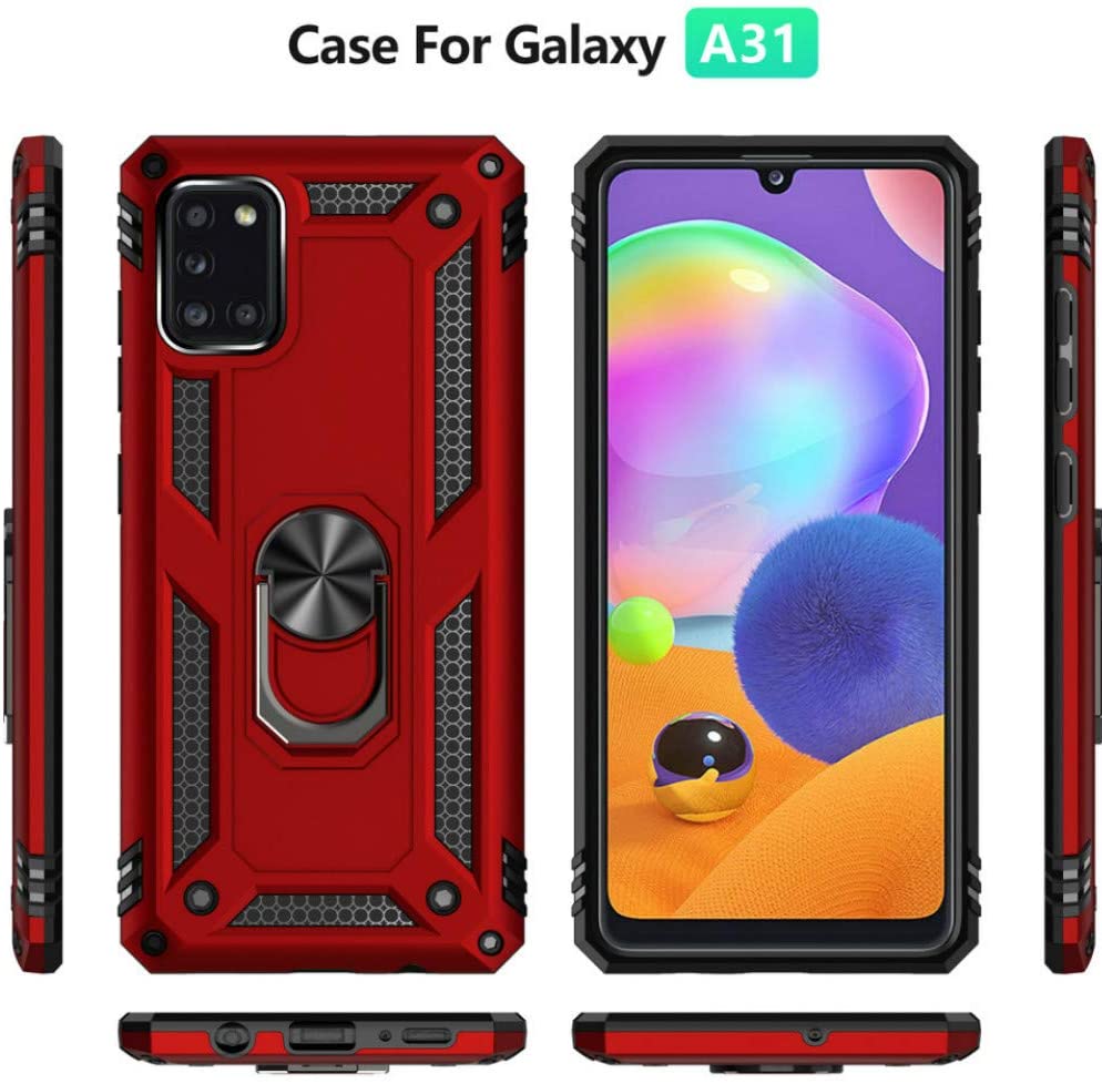 Protectores para celular  para Samsung  A31 Funda reforzada con anillo v2 Rojo